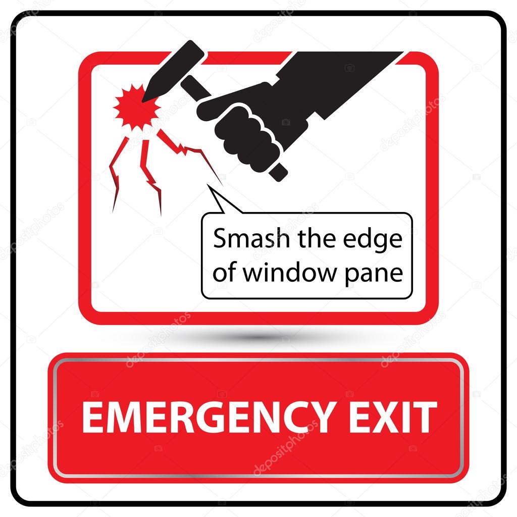 Emergency exit label for bus vector