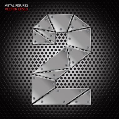 Alüminyum arka plan üzerinde rakamlar iki vektör metal