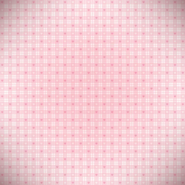 Plaid pattern with heart lined background — Stock Vector