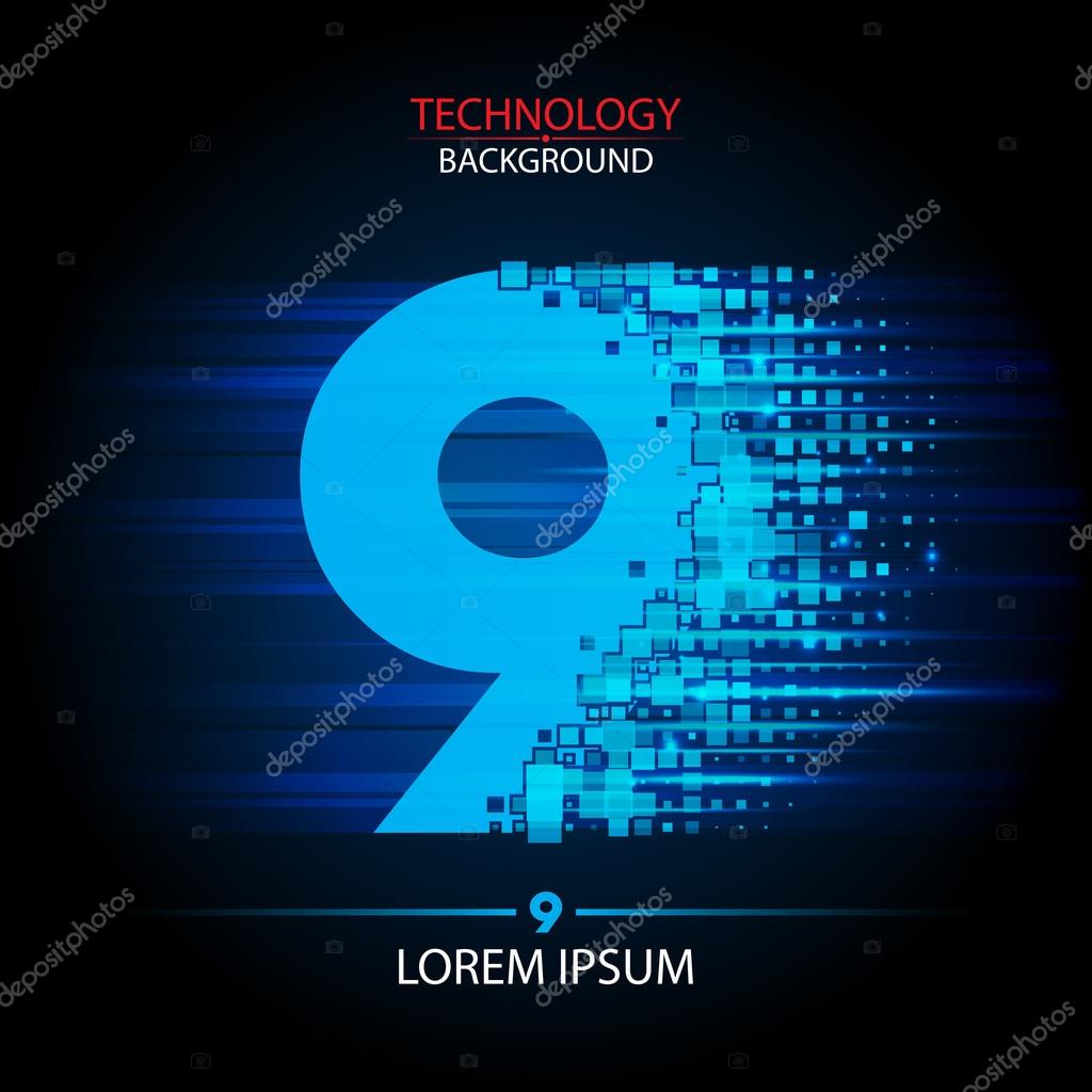 Number nine logo vector technology design