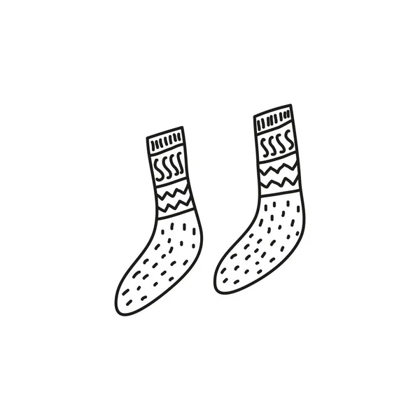 Doodle Contour Paire Longues Chaussettes Isolées Sur Fond Blanc — Image vectorielle