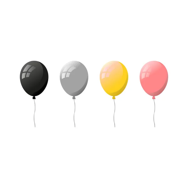 Kleurrijke Platte Heliumballonnen Geïsoleerd Witte Achtergrond — Stockvector