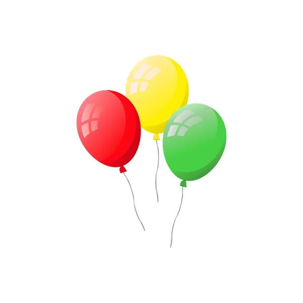 Grupo Coloridos Globos Planos Helio Aislados Sobre Fondo Blanco — Vector de stock