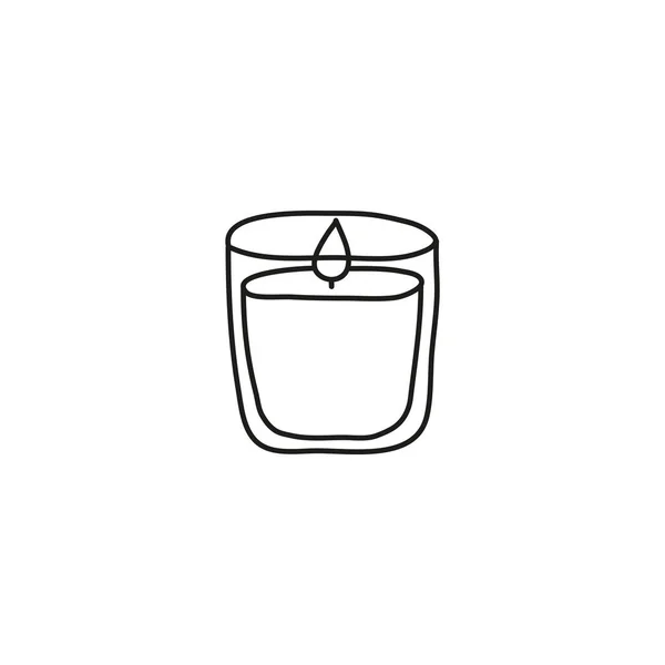 Doodle Контур Спалювання Свічки Склі Ізольовані Білому Фоні — стоковий вектор