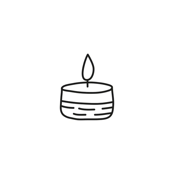 Doodle Контур Спалювання Маленької Свічки Ізольовані Білому Тлі — стоковий вектор
