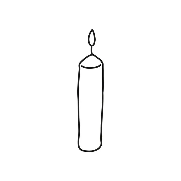 Doodle Контур Горіння Значок Свічки Ізольовані Білому Тлі — стоковий вектор