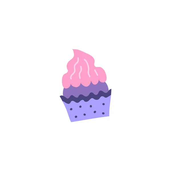 Doodle Bunte Cupcake Symbol Isoliert Auf Weißem Hintergrund — Stockvektor