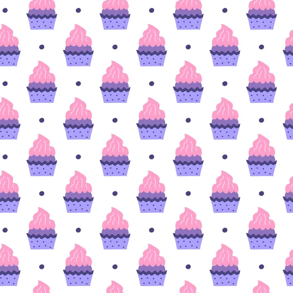 Simple Seamless Pattern Colorful Doodle Cakes Dots — стоковый вектор