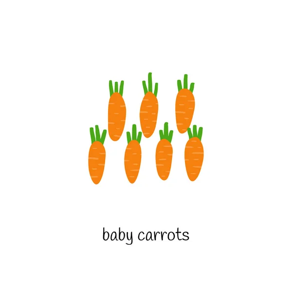 Kritzeln Farbige Baby Karotten Isoliert Auf Weißem Hintergrund — Stockvektor