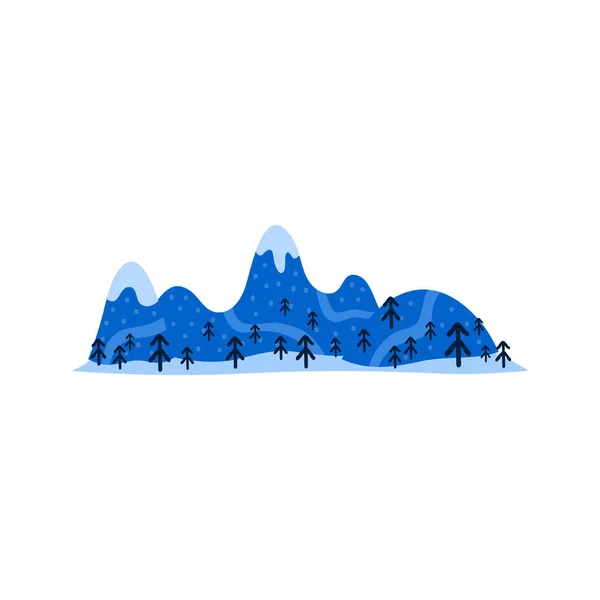 Grupa Doodle Niebieskie Góry Jodły Stylu Skandynawskim Izolowane Białym Tle — Wektor stockowy