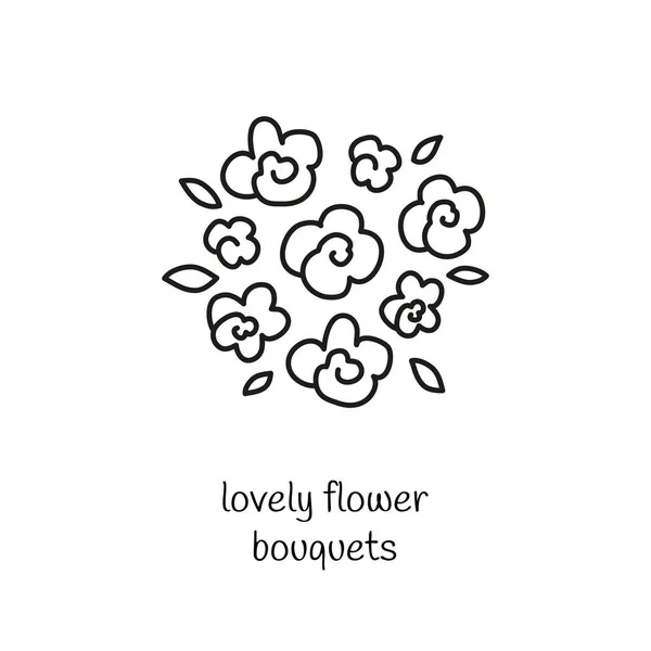 Gruppe Von Kritzeleien Umreißt Rosenblüten Und Blätter Isoliert Auf Weißem — Stockvektor