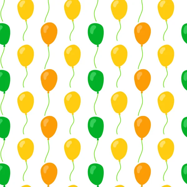 Weißes Nahtloses Muster Mit Bunten Helium Luftballons — Stockvektor