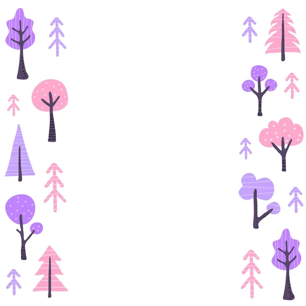Plakat Kolorowymi Skandynawskimi Drzewami Bazgrołów Miejsce Tekst — Wektor stockowy