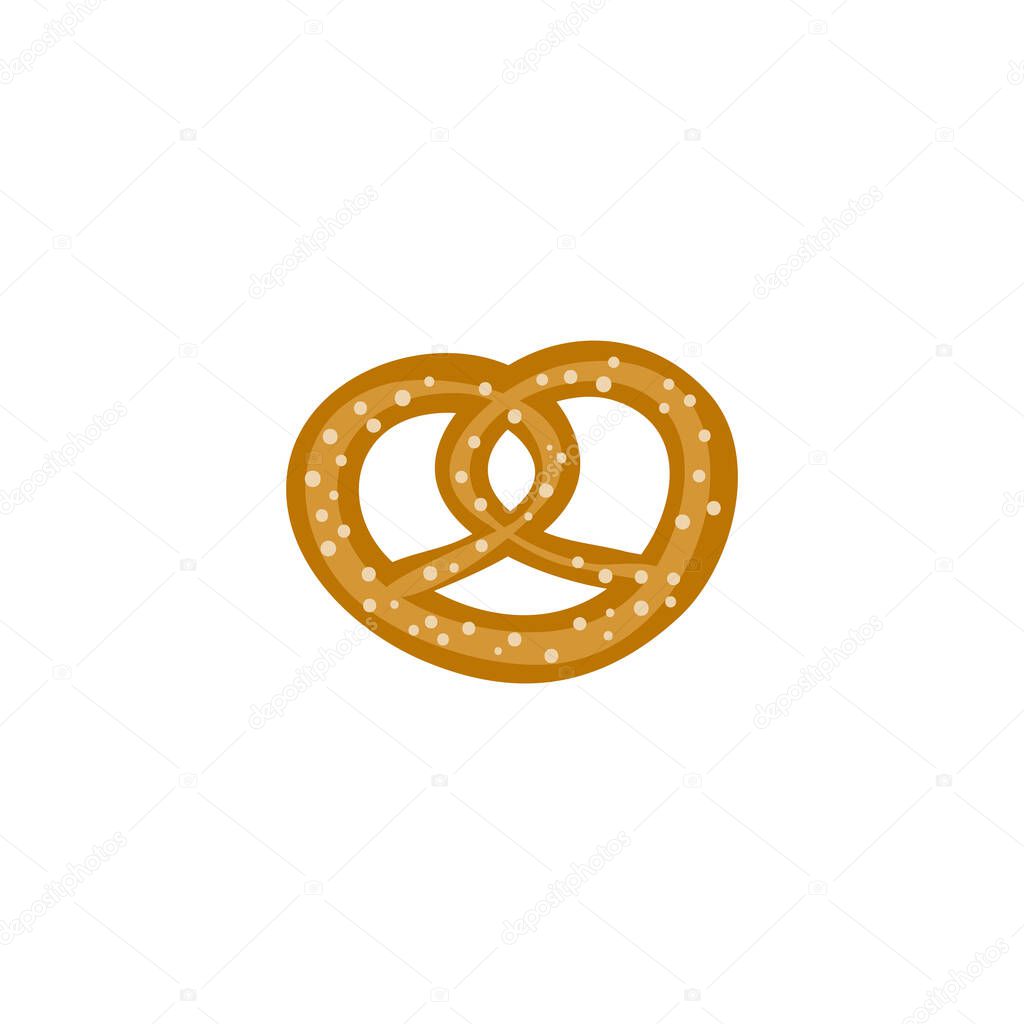 Doodle colorful bavarian pretzel isolated on white background.