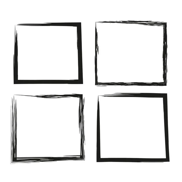 Set Von Handgezeichneten Grunge Bemalten Quadratischen Rahmen Isoliert Auf Weißem — Stockvektor