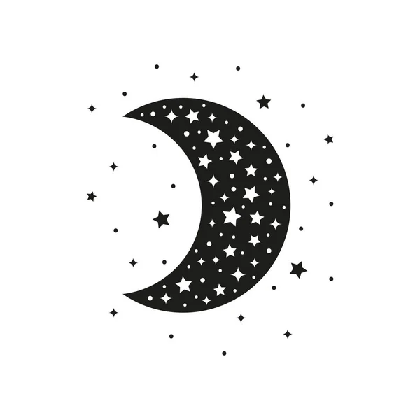 Bohemian Crescent Stars Dots Isolated White Background Witchy Luna Alchemy — ストックベクタ