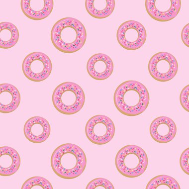 Tatlı, pembe, donutlu, pürüzsüz desen. Swet yemek arka planı.