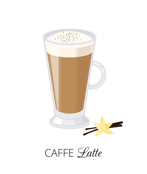 Latte macchiato layered coffee glass cartoon Vector Image