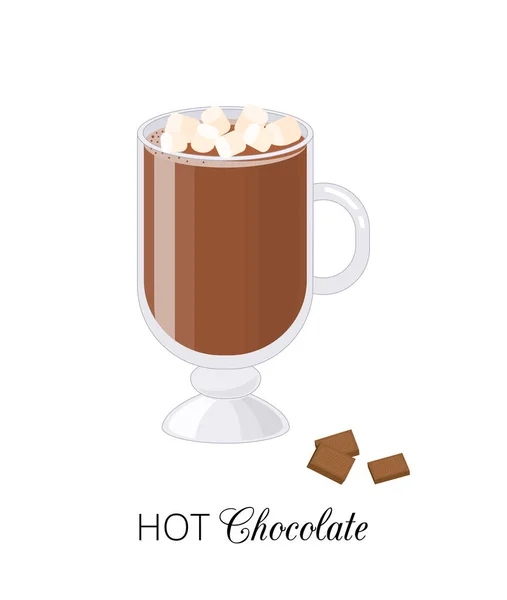 Beyaz Arka Planda Izole Edilmiş Cam Kaplı Kremalı Sıcak Çikolata — Stok Vektör