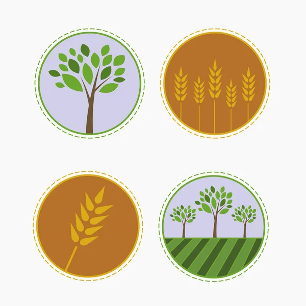 Abzeichen Oder Etiketten Für Bioprodukte Gesunder Lebensstil Organische Logo Gestaltungselemente — Stockvektor