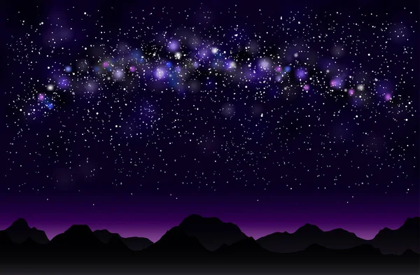 Milky Way Mountains Night Starry Sky Background — Stock Vector