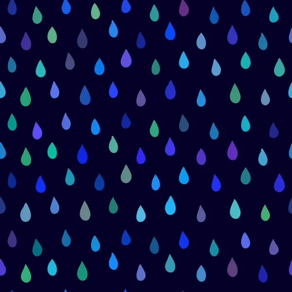 Patrón Sin Costuras Con Gotas Lluvia Dibujadas Mano Colores Azules — Vector de stock