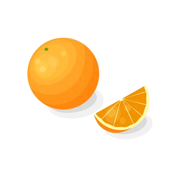 Fruta Naranja Cítrica Brillante Estilo Dibujos Animados Aislados Sobre Fondo — Vector de stock