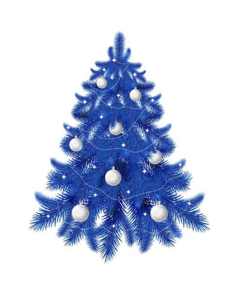 Blauer Weihnachtsbaum Isoliert Auf Weißem Hintergrund Perfekt Für Grußkarten Urlaubsdesign — Stockvektor