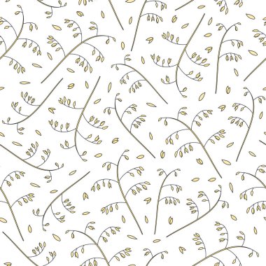 Elle çizilmiş yulaf ve tahıl taneleriyle doğal ve pürüzsüz desen..