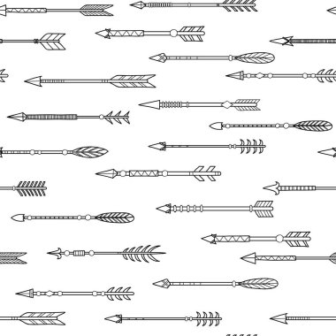 Elle çizilmiş Kızılderili kabilesi okları ile siyah ve beyaz desenli..