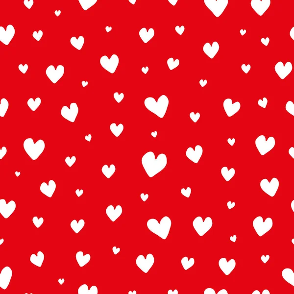Kırmızı Pürüzsüz Desenli Beyaz Kalpli — Stok Vektör