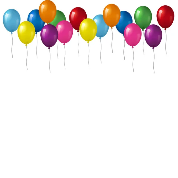 Witte Achtergrond Met Veel Kleurrijke Helium Ballonnen — Stockvector