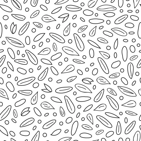 Patrón Sin Costura Blanco Negro Con Granos Cereales Dibujados Mano — Vector de stock