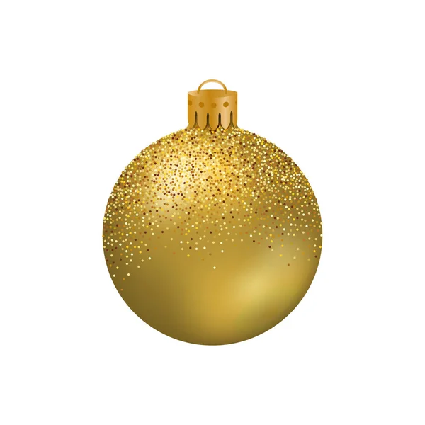 Realistische Goldene Weihnachtskugel Oder Christbaumkugel Mit Glitzerfunkeln Isoliert Auf Weißem — Stockvektor