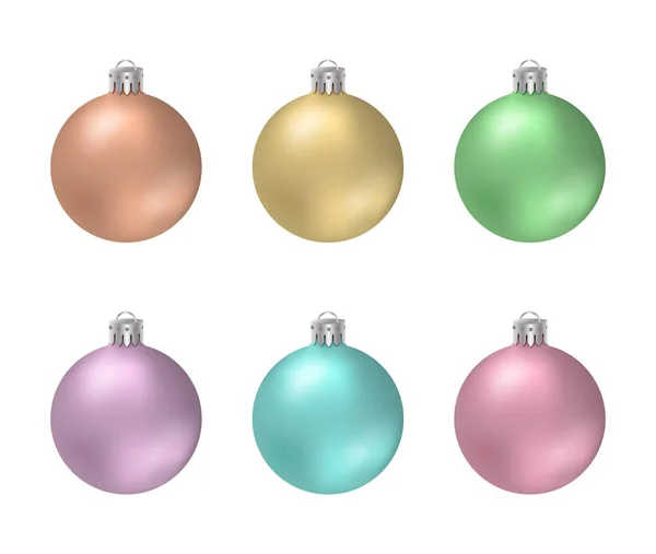 Ensemble Boules Boules Noël Pastel Avec Surface Lisse Isolée Sur — Image vectorielle