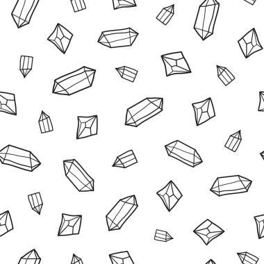 Elle çizilmiş elmas kristalleri ile siyah ve beyaz desenli.