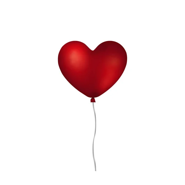 Ruby Röd Realistisk Hjärtformad Heliumballong Isolerad Vit Bakgrund — Stock vektor