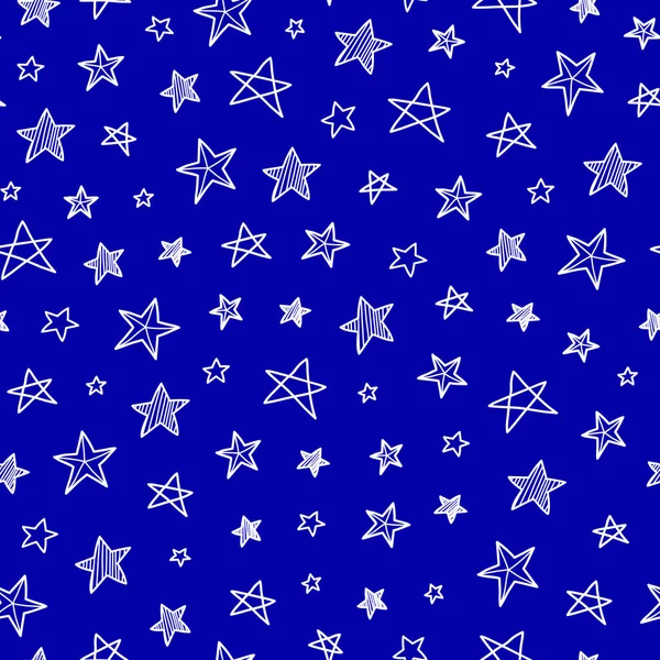 Padrão Sem Costura Azul Simples Com Estrelas Doodle —  Vetores de Stock