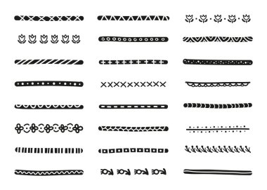 Beyaz arkaplanda izole edilmiş siyah el çizgileri ve İskandinav tarzında bölünenler.