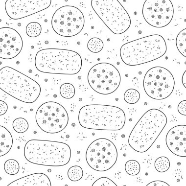 Elle çizilmiş ciabatta, Focaccia, buns çizilmiş siyah beyaz desenli..