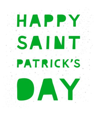 Beyaz arka planda izole edilmiş Aziz Patrick Günü kutlamaları için el yazısı yeşil harfler..
