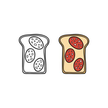 Beyaz arkaplanda el çizimi renkli ve özet Rus sandviçi..