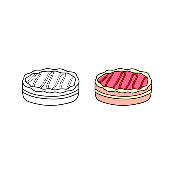 手绘彩色和轮廓奶油饼干蛋糕分离的白色背景 — 图库矢量图片