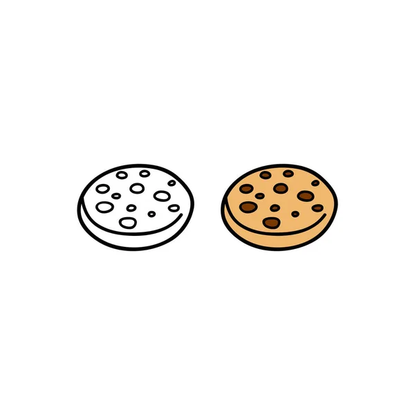 Biscuit Aux Pépites Chocolat Dessiné Main Aux Contours Isolés Sur — Image vectorielle