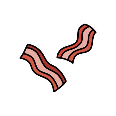 Beyaz arka planda izole edilmiş ızgara pastırma dilimleri..