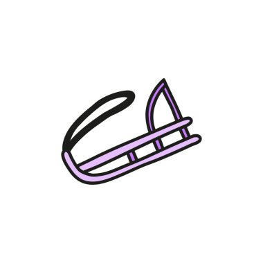 Doodle renkli basit kızak beyaz arkaplanda izole.