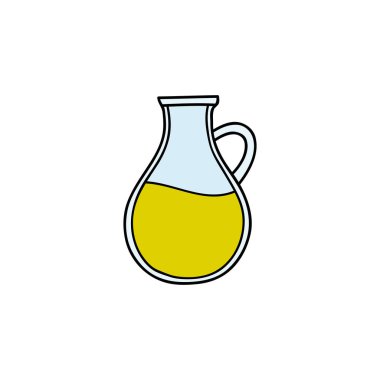 Sürahideki kepek renkli zeytinyağı beyaz arkaplanda izole edilmiş..