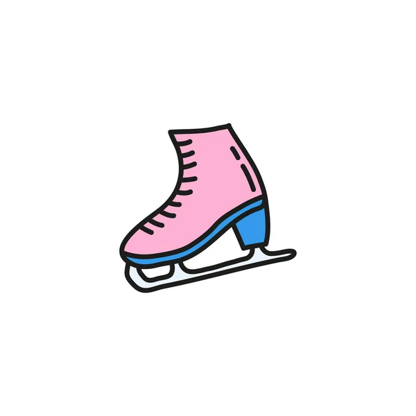 Χαριτωμένο Doodle Χρώματος Ροζ Skate Σχήμα Απομονώνονται Λευκό Φόντο — Διανυσματικό Αρχείο