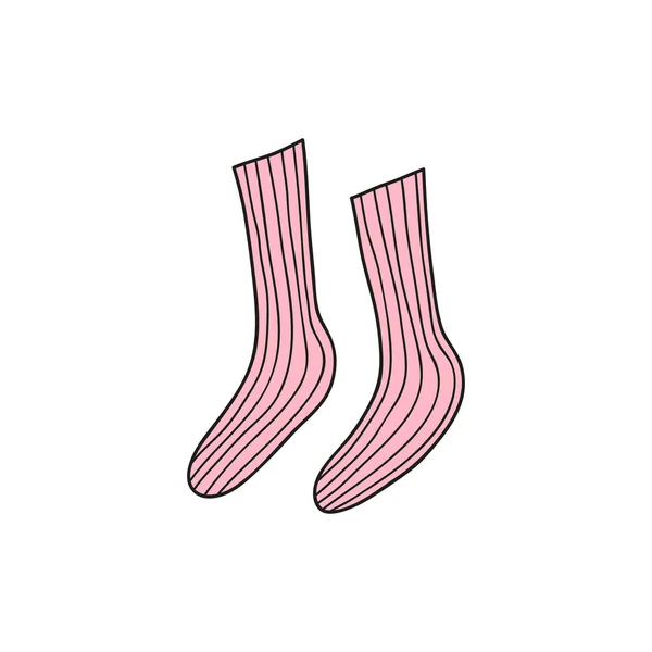 Calcetines Largos Color Rosa Dibujados Mano Aislados Sobre Fondo Blanco — Archivo Imágenes Vectoriales