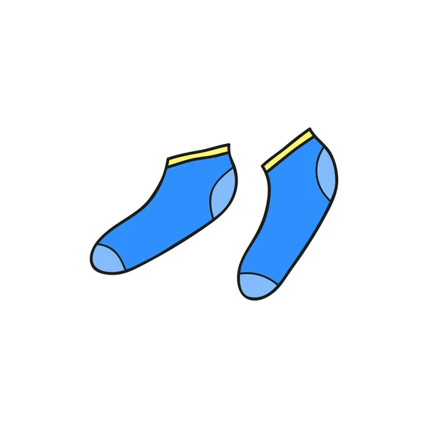 白地に隔離された手描きのカラーブルーのショートソックス — ストックベクタ